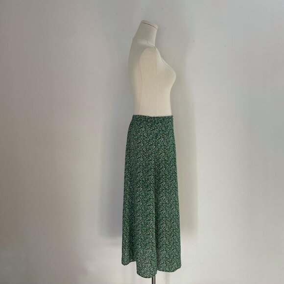 Max Studio Green Floral Button Front Maxi Skirt Womens SIze Medium - Picture 2 of 4